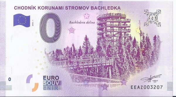 SLOVAQUIE 2018-1 CHODNIK KORUNAMI STROMOV BACHLEDKA BILLET SOUVENIR 0 EURO TOURISTIQUE NEUF