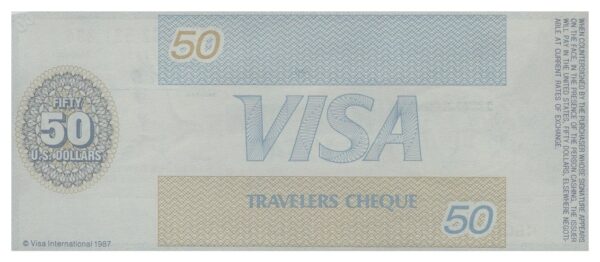 U.S.A TRAVELERS CHEQUE VISA CREDIT LYONNAIS 50 DOLLARS 135.6002.521.893