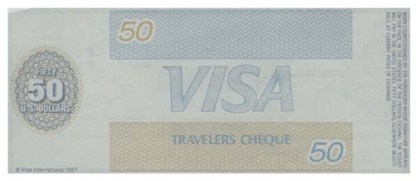 U.S.A TRAVELERS CHEQUE VISA CREDIT LYONNAIS 50 DOLLARS 135.6002.521.895