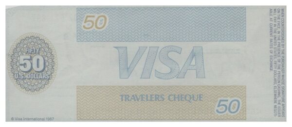 U.S.A TRAVELERS CHEQUE VISA CREDIT LYONNAIS 50 DOLLARS 135.6002.521.896