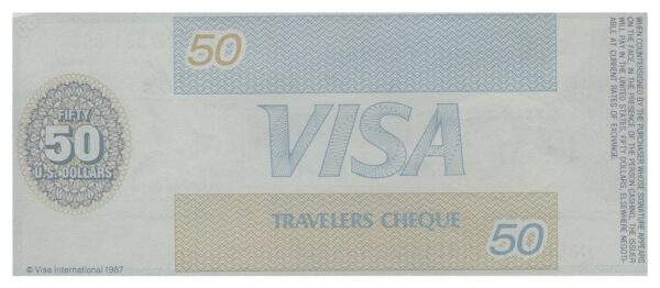 U.S.A TRAVELERS CHEQUE VISA CREDIT LYONNAIS 50 DOLLARS 135.6002.521.897