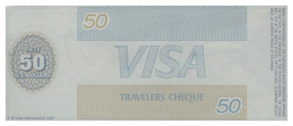 U.S.A TRAVELERS CHEQUE VISA CREDIT LYONNAIS 50 DOLLARS 135.6002.521.898