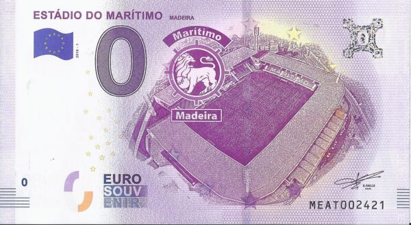 PORTUGAL 2018-1 ESTADIO DO MARITIMO 0 EURO BILLET SOUVENIR TOURISTIQUE NEUF