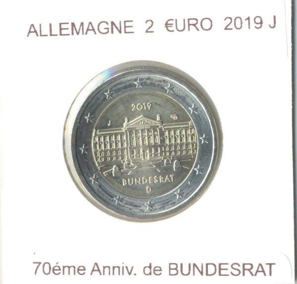 ALLEMAGNE 2019 J 2 EURO COMMEMORATIVE 70 eme ANNIVERSAIRE DE BUNDESRAT SUP