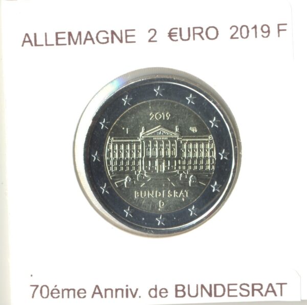 ALLEMAGNE 2019 5 ATELIERS A.D.F.G.J 2 EURO COMMEMORATIVE 70 eme ANNIVERSAIRE DE BUNDESRAT SUP