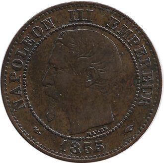 FRANCE 2 CENTIMES NAPOLEON III 1855 A CHIEN - Etat TTB