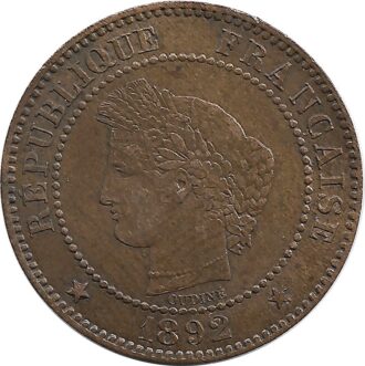 FRANCE 2 CENTIMES CERES 1892 A SUP
