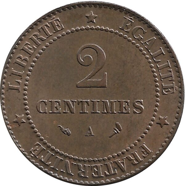 FRANCE 2 CENTIMES CERES 1897 A SUP-