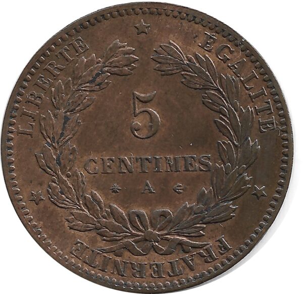 FRANCE 5 CENTIMES CERES 1879 A SUP-
