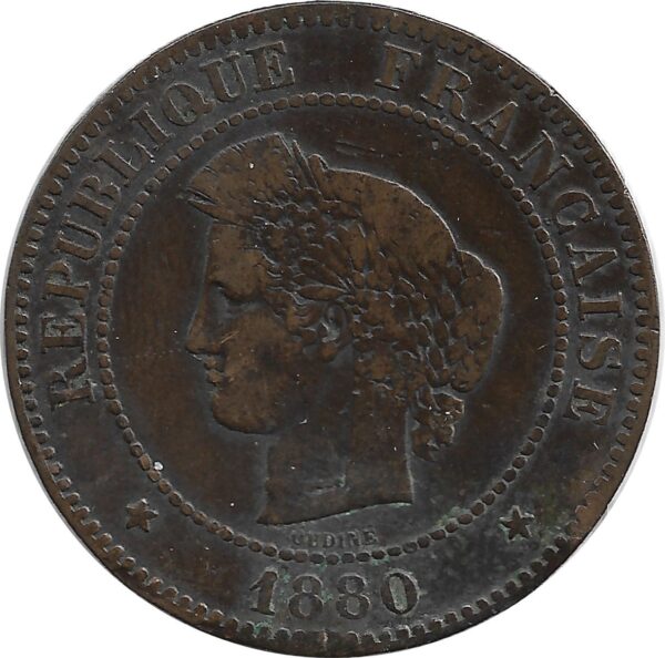 FRANCE 5 CENTIMES CERES 1880 TB coup