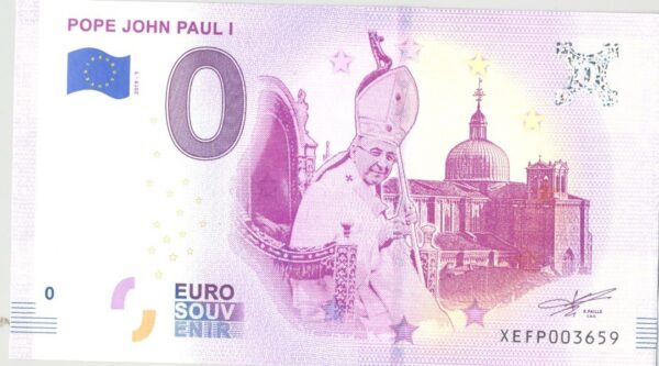 ALLEMAGNE 2019-1 POPE JOHN PAUL I BILLET SOUVENIR 0 EURO TOURISTIQUE NEUF