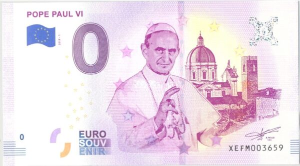 ALLEMAGNE 2019-1 POPE PAUL VI BILLET SOUVENIR 0 EURO TOURISTIQUE NEUF