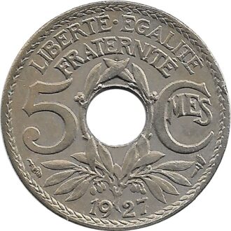 FRANCE 5 CENTIMES LINDAUER 1927 TTB