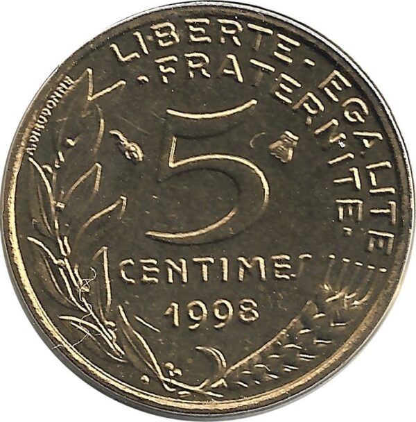 FRANCE 5 CENTIMES LAGRIFFOUL 1998 BU