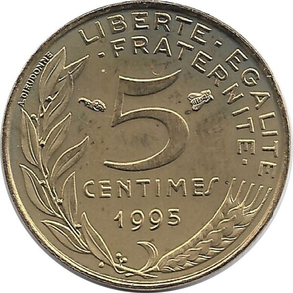 FRANCE 5 CENTIMES LAGRIFFOUL 1995 SUP/NC