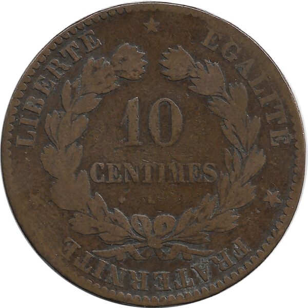 FRANCE 10 CENTIMES CERES 1872 K B+