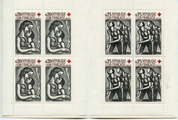 0.20 + 0.10 et 0.25 + 0.10 Francs - FRANCE Carnet croix rouge - 1961 - Yvert 2010 - Neuf