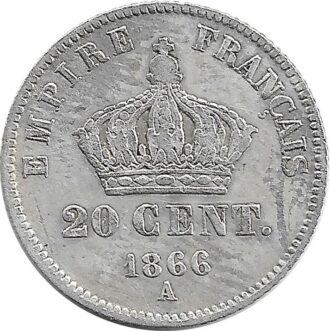 FRANCE 20 CENTIMES NAPOLEON III 1866 A TB+