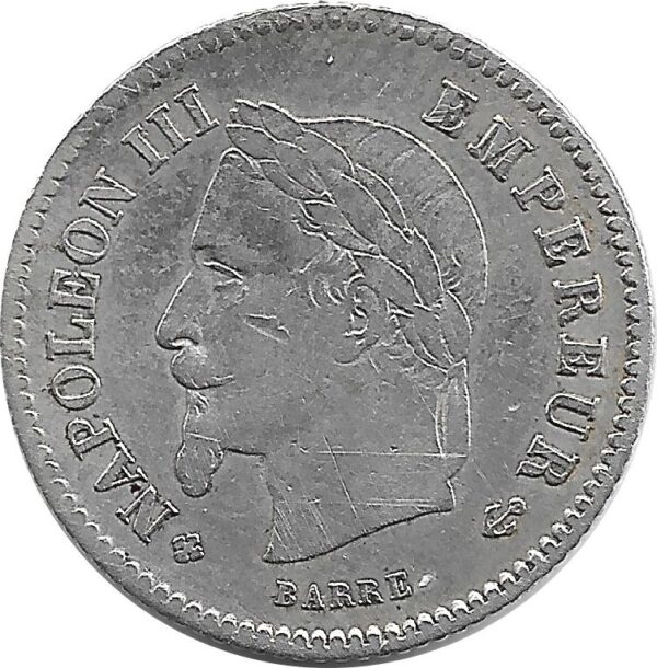 FRANCE 20 CENTIMES NAPOLEON III 1867 BB TB+