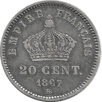 FRANCE 20 CENTIMES NAPOLEON III 1867 BB TTB