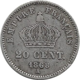 FRANCE 20 CENTIMES NAPOLEON III 1868 A TTB