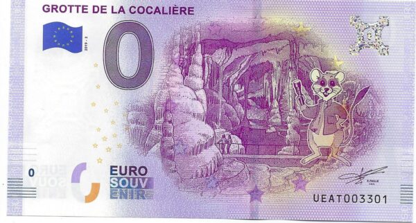 30 COURRY 2019-2 GROTTE DE LA COCALIERE BILLET SOUVENIR 0 EURO NEUF
