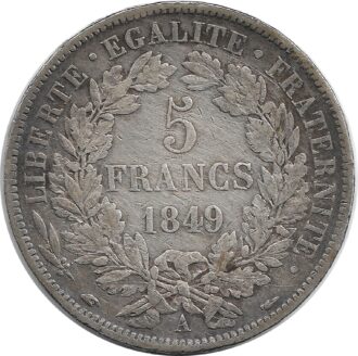 FRANCE 5 FRANCS CERES 1849 A main chien TTB