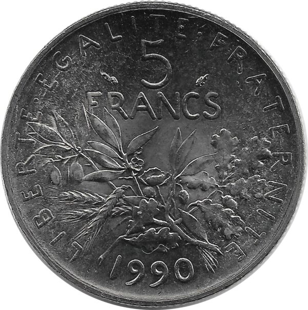 FRANCE 5 FRANCS ROTY 1990 SUP/NC