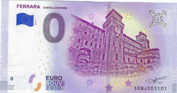 ITALIE 2019-1 FERRARA CASTELLO ESTENSE BILLET SOUVENIR 0 EURO TOURISTIQUE NEUF