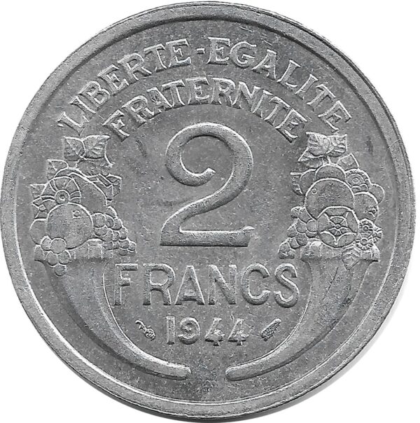 FRANCE 2 FRANCS MORLON ALU 1944 SUP-