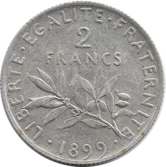 FRANCE 2 FRANCS SEMEUSE 1899 SUP-