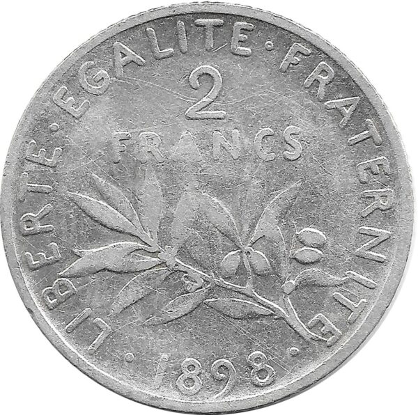 FRANCE 2 FRANCS SEMEUSE 1898 TB+