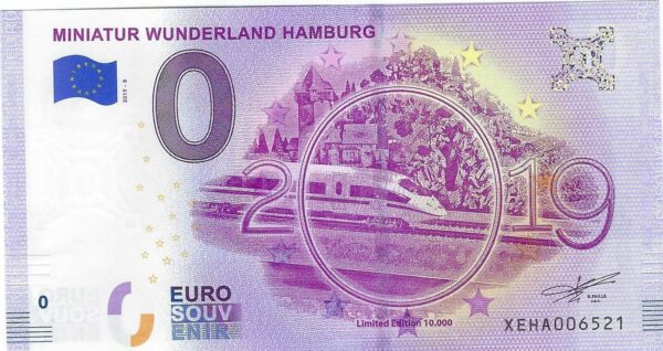 ALLEMAGNE 2019-8 MINIATUR WUNDERLAND HAMBURG BILLET SOUVENIR 0 EURO TOURISTIQUE NEUF