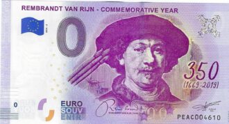 PAYS-BAS 2019-2 REMBRANDT VAN RIJN BILLET SOUVENIR 0 EURO TOURISTIQUE NEUF