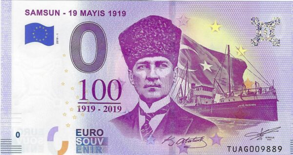 TURQUIE 2019-1 SAMSUN 19 MAYIS 1919 BILLET SOUVENIR 0 EURO TOURISTIQUE NEUF