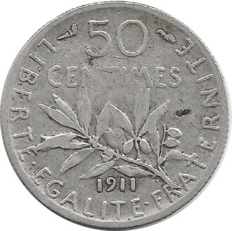 FRANCE 50 CENTIMES ROTY 1911 TB