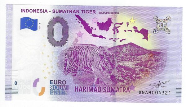 INDONESIE 2019-2 SUMATRAN TIGER BILLET SOUVENIR 0 EURO NEUF