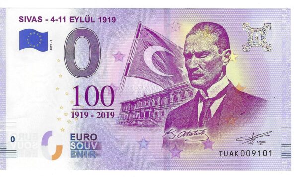 TURQUIE 2019-1 SIVAS 4-11 EYLUL 1919 BILLET SOUVENIR 0 EURO TOURISTIQUE NEUF