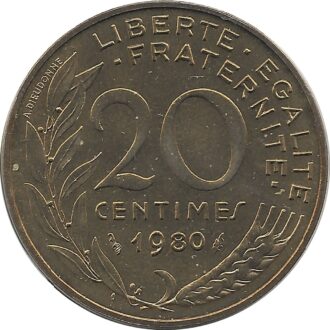 FRANCE 20 CENTIMES LAGRIFFOUL 1980 FDC