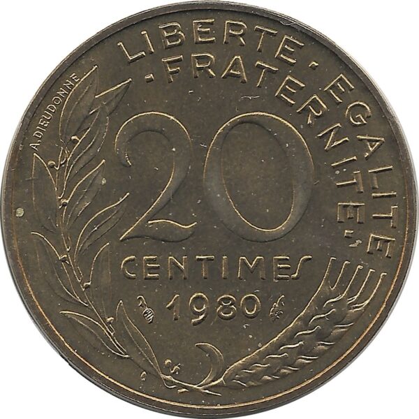 FRANCE 20 CENTIMES LAGRIFFOUL 1980 FDC