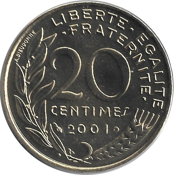FRANCE 20 CENTIMES LAGRIFFOUL 2001 BU