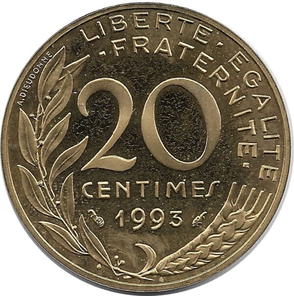 FRANCE 20 CENTIMES LAGRIFFOUL 1993 BE