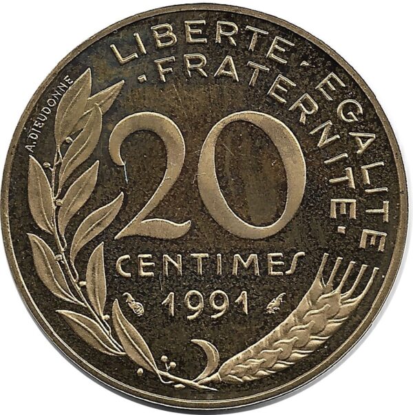 FRANCE 20 CENTIMES LAGRIFFOUL 1991 BE