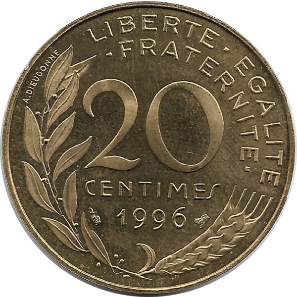 FRANCE 20 CENTIMES LAGRIFFOUL 1996 BE