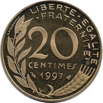 FRANCE 20 CENTIMES LAGRIFFOUL 1997 BE