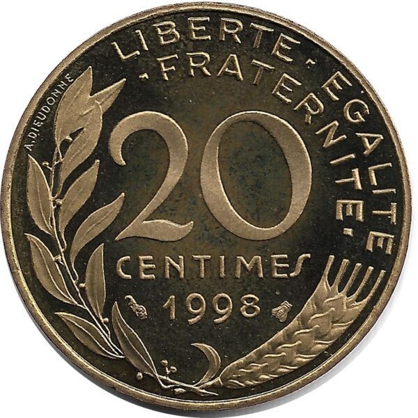 FRANCE 20 CENTIMES LAGRIFFOUL 1998 BE