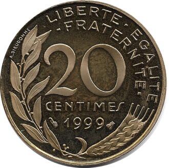 FRANCE 20 CENTIMES LAGRIFFOUL 1999 BE