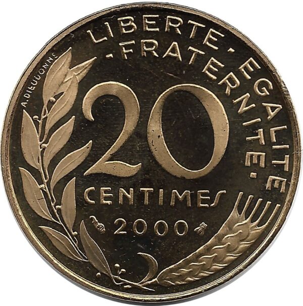 FRANCE 20 CENTIMES LAGRIFFOUL 2000 BE