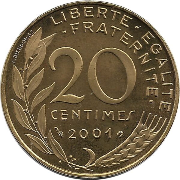 FRANCE 20 CENTIMES LAGRIFFOUL 2001 BE