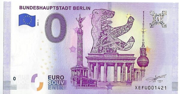 ALLEMAGNE 2019-1 BUNDESHAUPTSTADT BERLIN BILLET SOUVENIR 0 EURO TOURISTIQUE NEUF